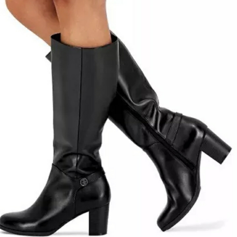GIANI BERNINI GENUINE LEATHER MEMORY FOAM KNEE HIGH BOOTS (BLACK) Sz. 11 M